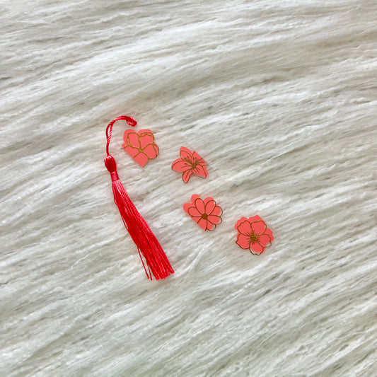 Coral Floral Bookmark