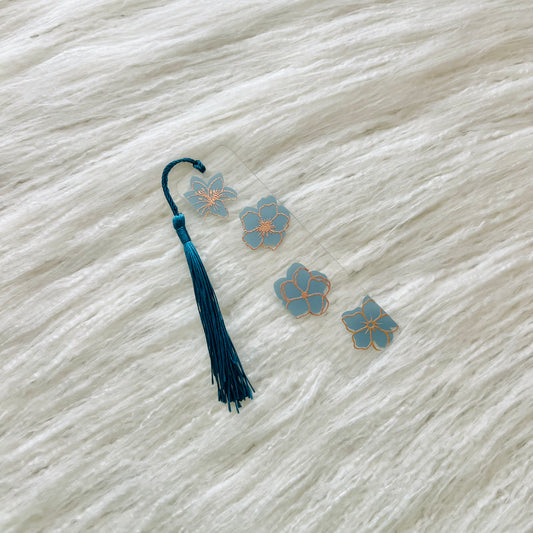 Dusty Blue Floral Bookmark